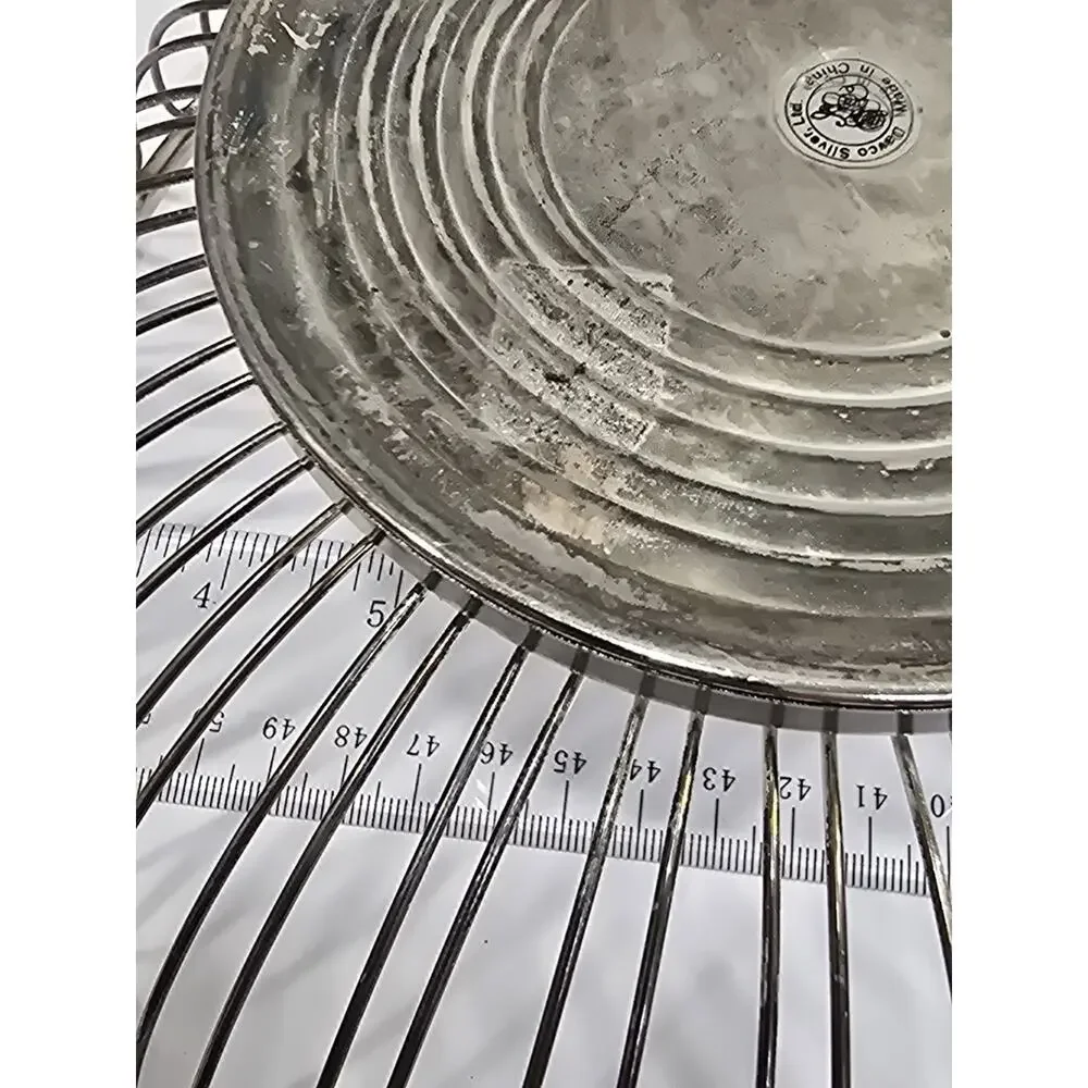Mid-Century Modern Style Oval Silver Open Loop Wire Fruit Bread Basket Retro MCM